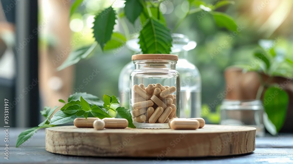 Ashwagandha supplement in a glass jar