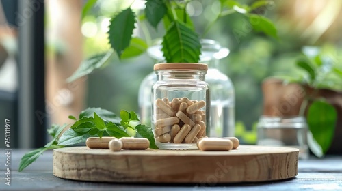 Obraz na płótnie Ashwagandha supplement in a glass jar w salonie