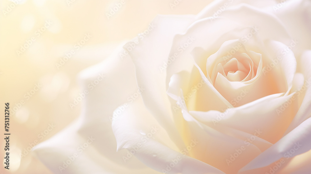 white delicate rose flower close-up, soft pastel abstract delicate feminine background - obrazy, fototapety, plakaty 