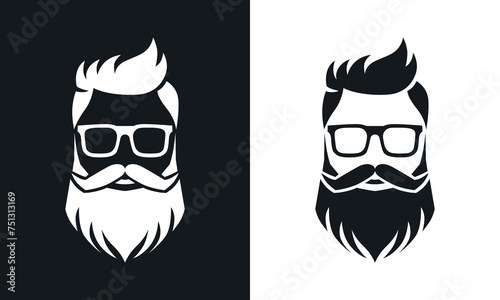 Stylish bearded man head simple silhouette logo, modern gentleman face vector illustration.