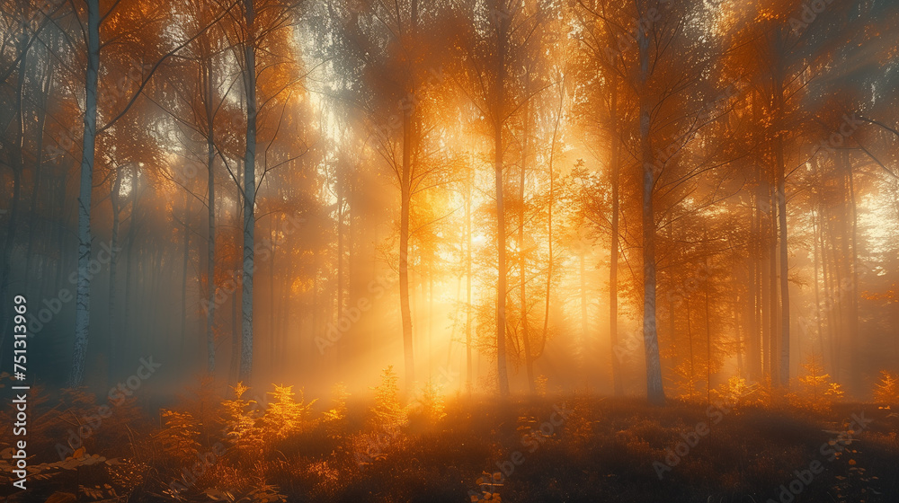 Dawn's Whisper: Ethereal Fog Envelops a Forest, Soft Light Permeates in a Dreamy Long Exposure