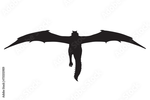 dragon silhouette vector isolated black on white background