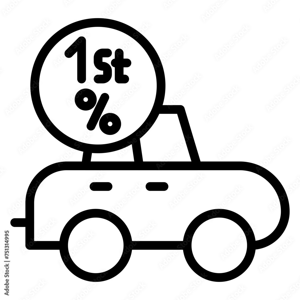 First Car Discount icon vector image. Can be used for Automotive Dealership. First Car Discount icon vector image. Can be used for Automotive Dealership.