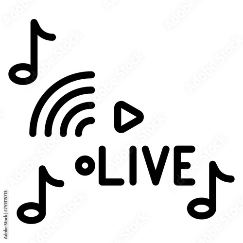 Live Music icon vector image. Can be used for Live Streaming.