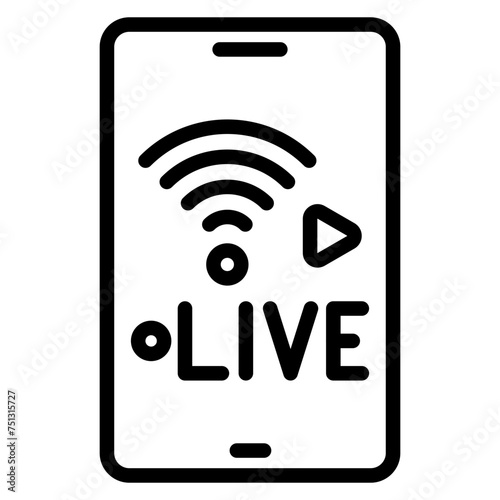 Mobile Live Stream icon vector image. Can be used for Live Streaming.