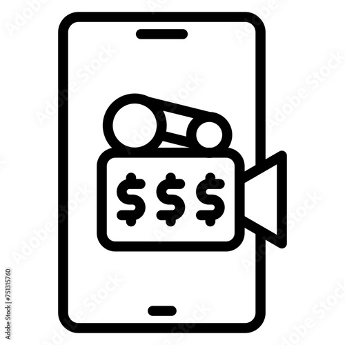 Paid Live Stream icon vector image. Can be used for Live Streaming.