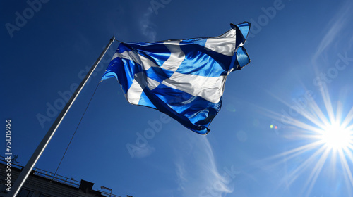 Finnish flag flying over Helsinki Railway station on