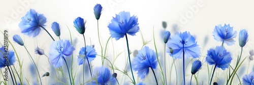 Bouquet of bright blue flowers. Blue flowers. Summer field plants. Green blurred background. Beautiful flower. Background full of blue Cornflowers . Close-up Cornflower. Cornflower texture