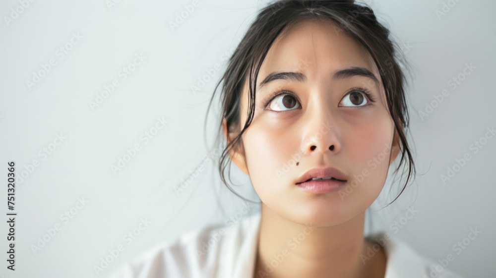 A beautiful Asian woman has insomnia and dark circles around her eyes. A beautiful Asian woman has insomnia and dark circles around her eyes.
