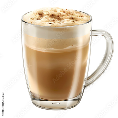 Cup of coffee with foam isolated on transparent background