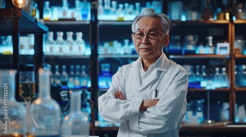 Portrait of a scientist in a white lab coat 