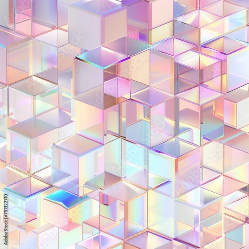 Geometric holographic cubes in a mesmerizing pattern