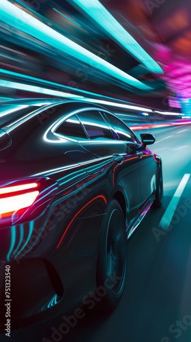 Timewarp Streets: A Hypnotic Blend of Modern Cars and Glowing Light Trails in a Night Time Hyperlapse