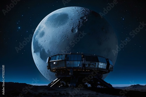 spaceship and moon
