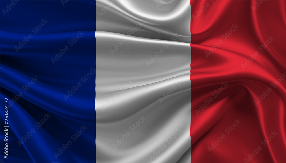Bright and Wavy French Republic Flag Background