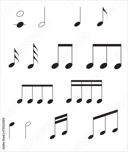 Music notes vector illustration. Music note icon set