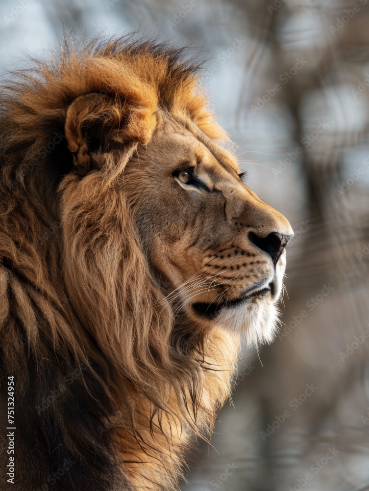 side profile calm lion 
