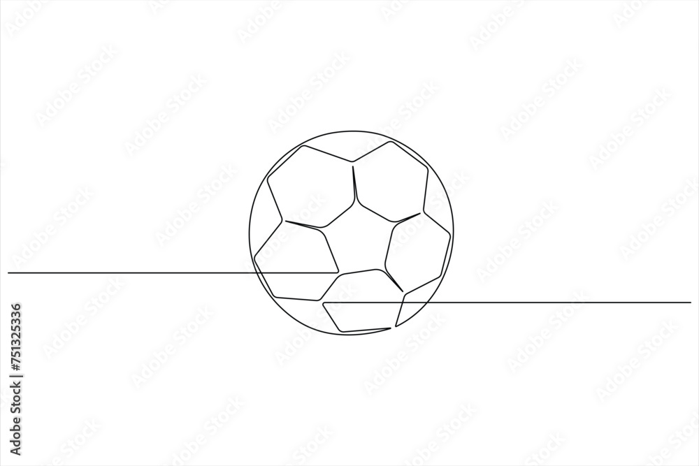 Fototapeta premium Football vector continuous one line art drawing illustration minimalist design