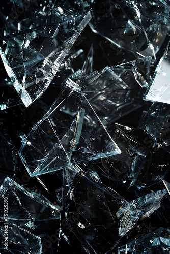 Hyper photo realistic large shards of broken glass  dark gothic fantasy art  high contrast Generative Ai 