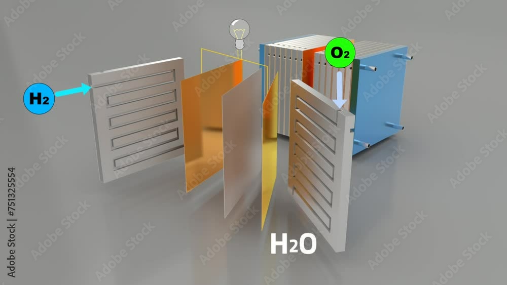 Animated video of the fuel cell stack being disassembled