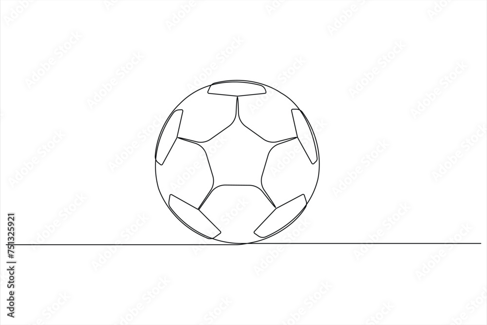 Fototapeta premium Football vector continuous one line art drawing illustration minimalist design