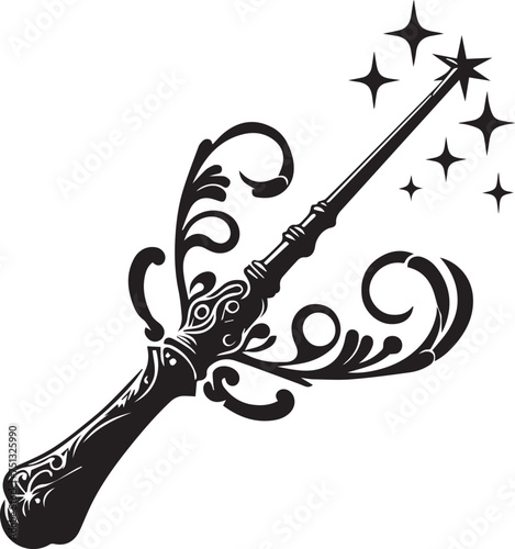 Magical Wand Silhouettes EPS Wand Vector Magical Wand Clipart 