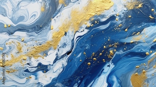 Blue and Gold Abstract Art