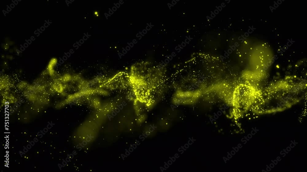 Abstract yellow clean, soft, shiny and blurred particle moving on black background animation. Abstract blurred circle beautiful bokeh motion design