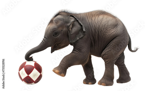 Elephant Playing Football isolated on transparent Background