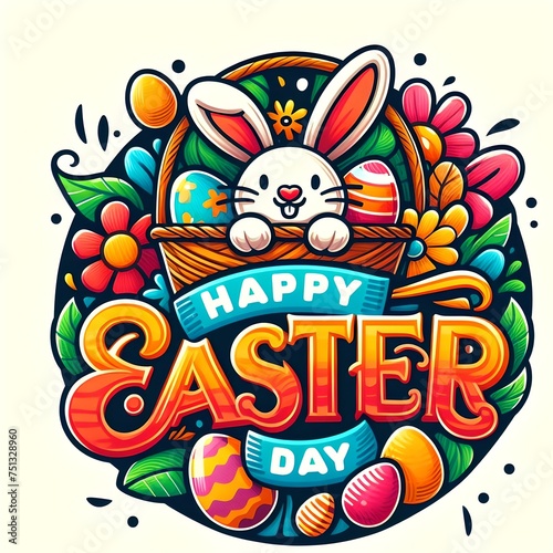 easter bunny day holiday concept  logo  banner