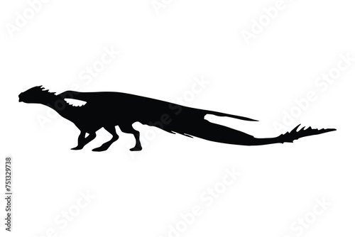 dragon silhouette vector isolated black on white background