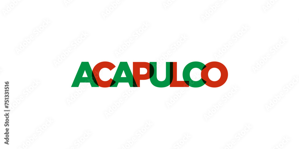 Acapulco in the Mexico emblem. The design features a geometric style, vector illustration with bold typography in a modern font. The graphic slogan lettering. Acapulco in the Mexico emblem. The design features a geometric style, vector illustration with bold typography in a modern font. The graphic slogan lettering.