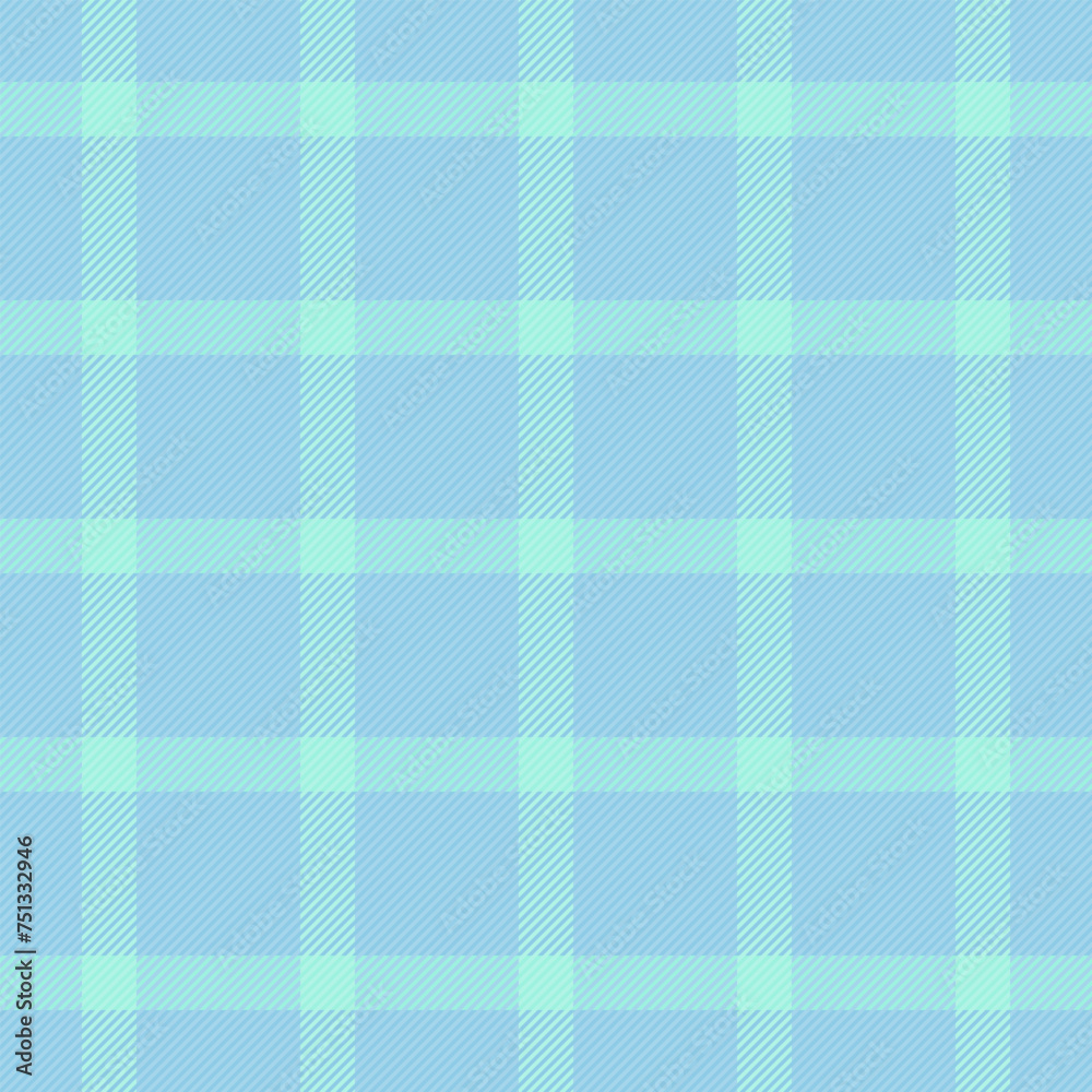 Composition plaid vector check, layer seamless background fabric. Ragged pattern tartan textile texture in cyan and teal colors. Composition plaid vector check, layer seamless background fabric. Ragged pattern tartan textile texture in cyan and teal colors.