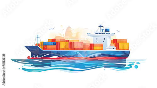  shipping cargo  in the sea isolated on white background