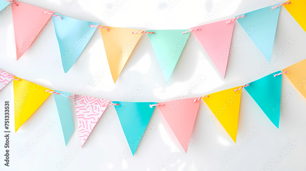 Festive color paper pennants banner - Celebration party design Festive color paper pennants banner - Celebration party design