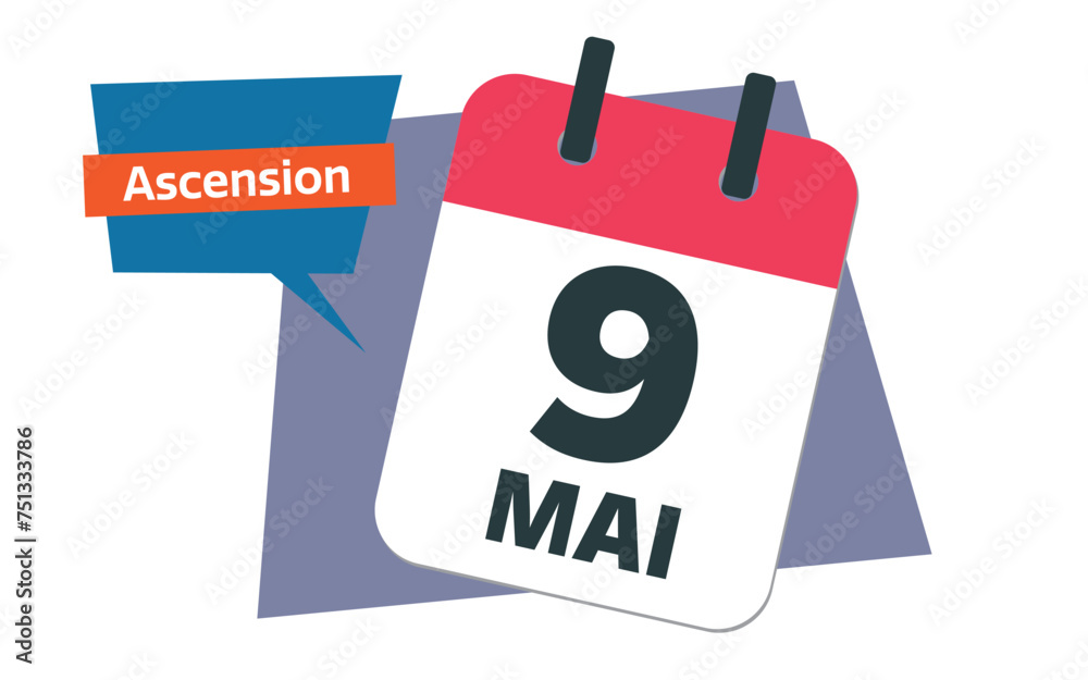 Ascension Day 2024 - French 9 May calendar date - obrazy, fototapety, plakaty 