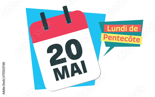 Whit Monday 2024 - French 20 May calendar date