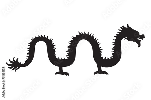 dragon silhouette vector isolated black on white background