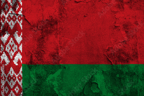 Republic of Belarus Flag Cracked Concrete Wall Textured Background