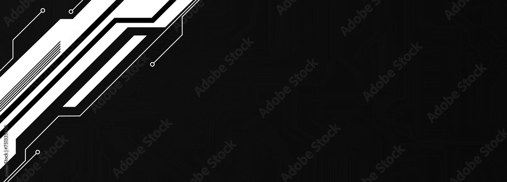 Abstract geometrical cyber tech metaverse digital web 3 horizontal dark banner design template blank with place for text . Geometrical black and white sci fi cyberpunk shapes interface hud hui Abstract geometrical cyber tech metaverse digital web 3 horizontal dark banner design template blank with place for text . Geometrical black and white sci fi cyberpunk shapes interface hud hui
