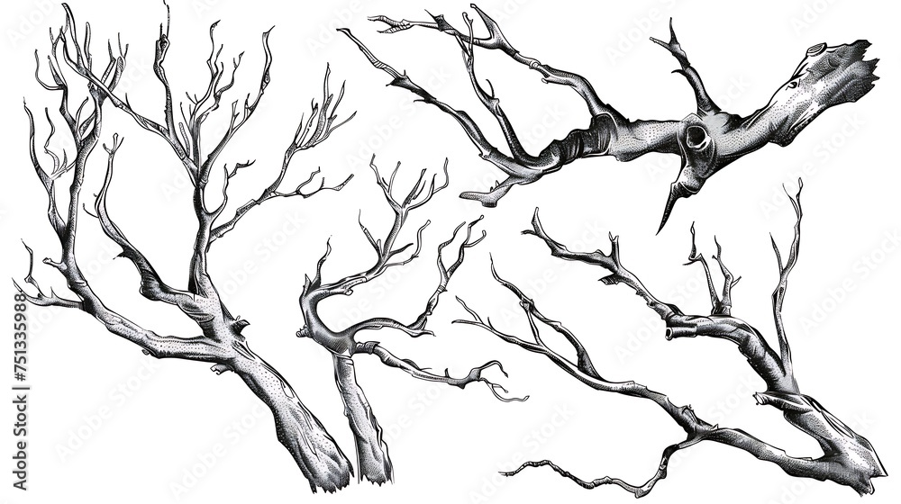 Sketch of branches. Hand drawn decorative elements. Generative Ai Sketch of branches. Hand drawn decorative elements. Generative Ai
