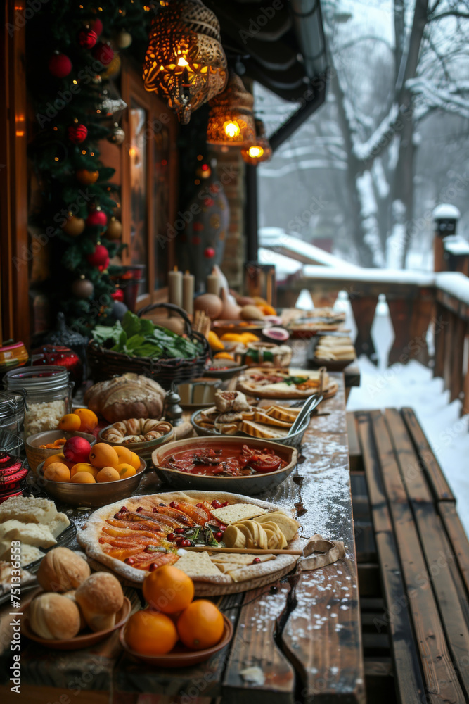 Christmas table, Garlands, Ukrainian table 