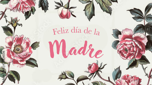 Vector watercolor banner with beautiful flowers framed for mother's day