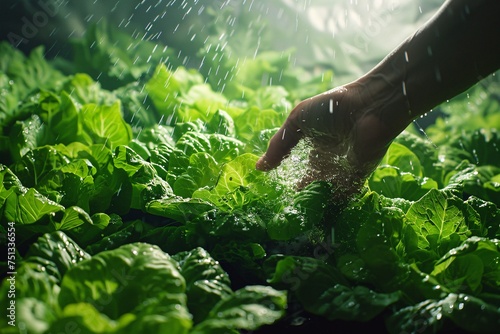 a hand touching a leafy green plant