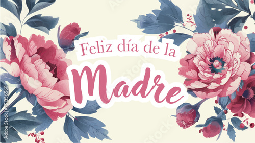 Vector watercolor banner with beautiful flowers framed for mother's day