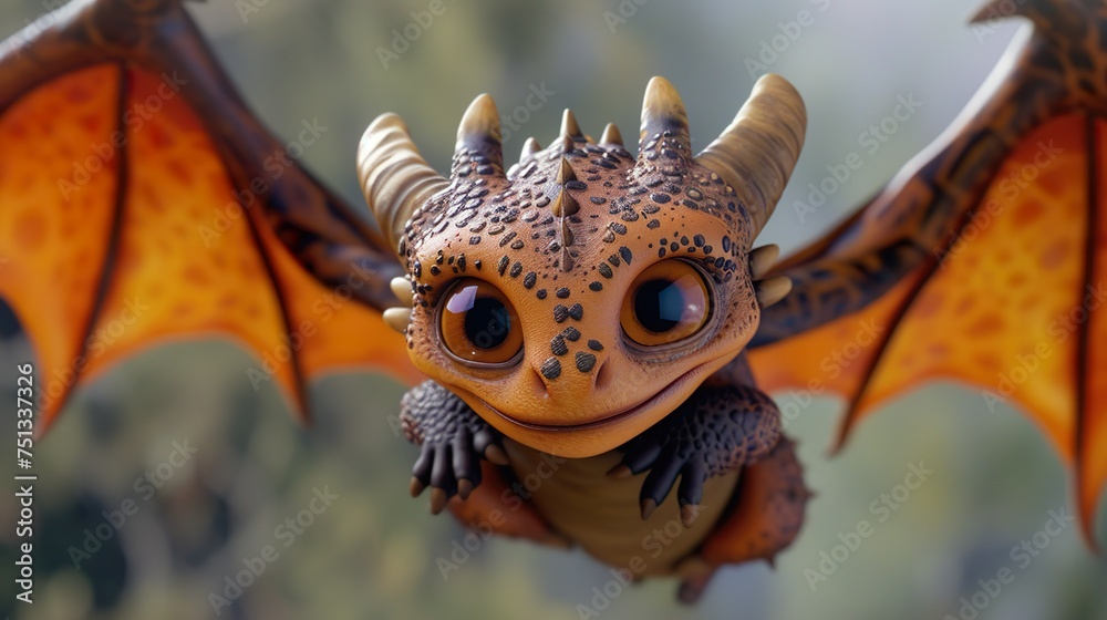 whimsical wings: a baby dragon's charming flight towards discovery