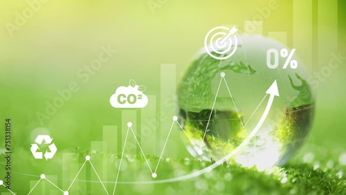 co2 reduce emissions and carbon footprint to limit global warming and climate change. Sustainable development and green business based on renewable energy.Ecology concept.4k video