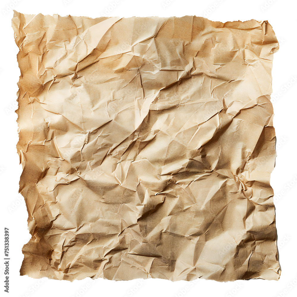 Wrinkled paper isolated on white background Generative Ai Wrinkled paper isolated on white background Generative Ai