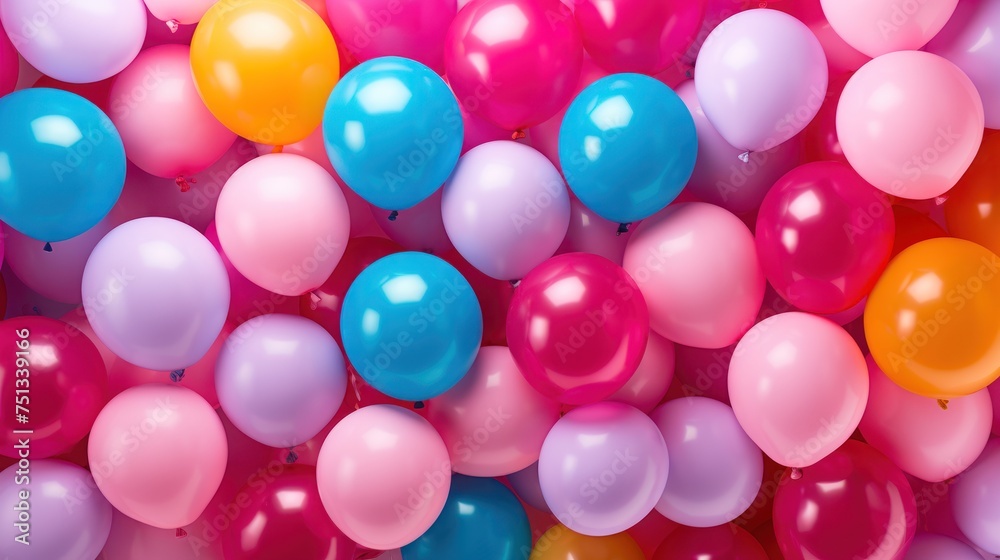 Filling the frame, vibrant multicolored balloons take center stage in this close-up shot.