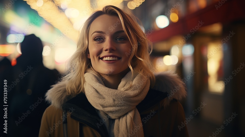 smiling young woman shopping in mall